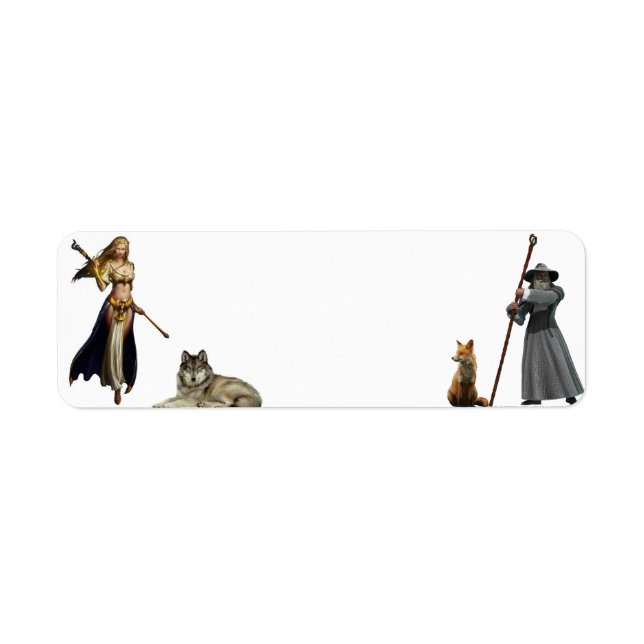 räv och varg med figurer v2-etikett returadress etikett (Framsidan)