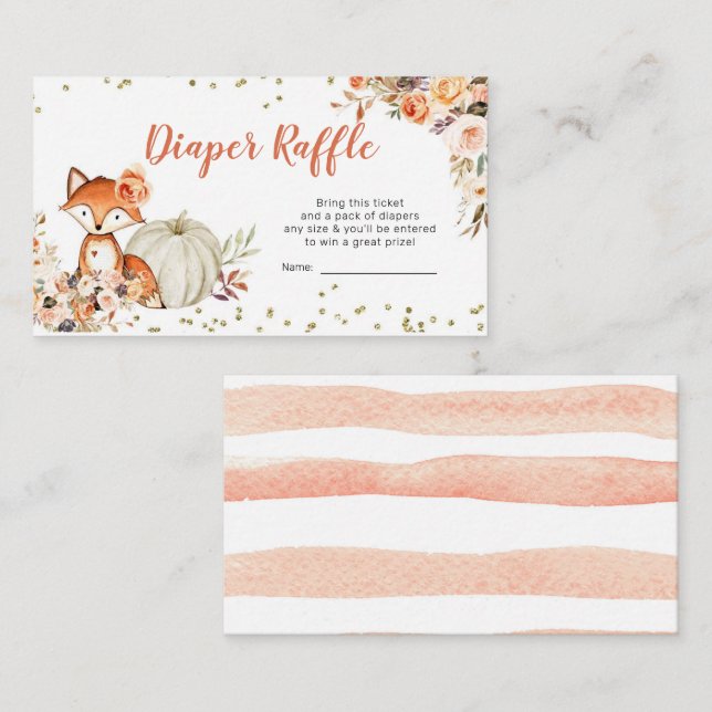 Räv Oh Tjej Höst Pumpa Baby Shower Blöja Lotteri Tilläggskort (Fram/baksida)