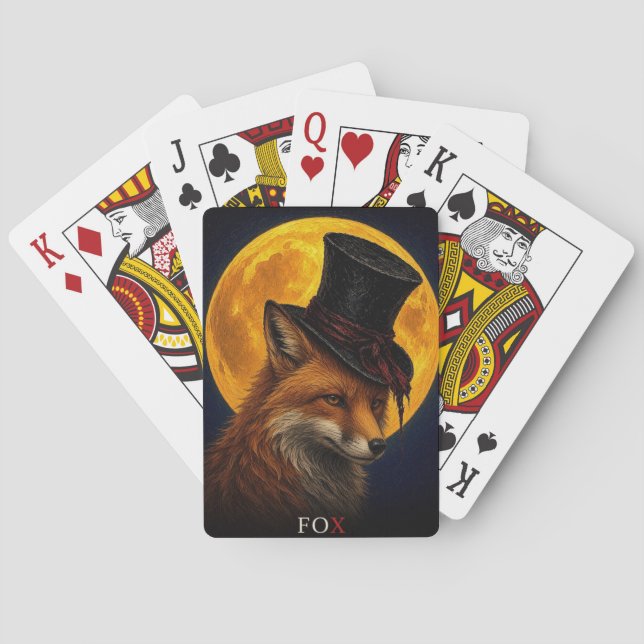 Räv Översta Hatt Gotisk Surrealism Casinokort (Baksidan)