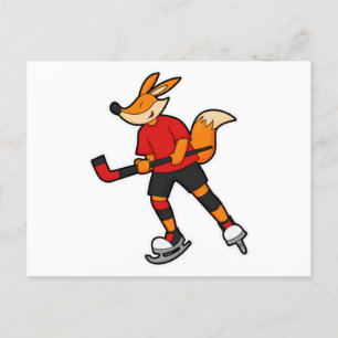 Räv på Ishockey med Ishockeyklubba Vykort