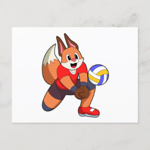 Räv på volleyboll sport vykort