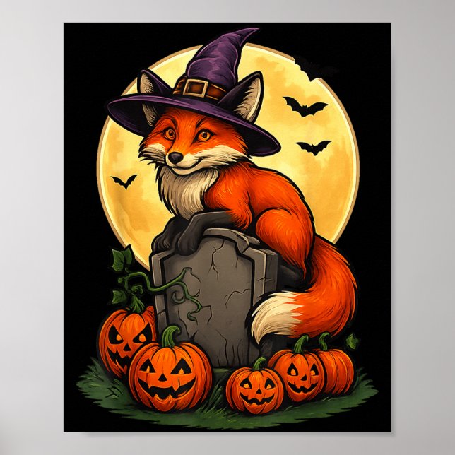 Räv Pumpa Halloween T-shirts För Män Kvinnor Flick Poster (Framsidan)