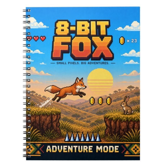 Räv, Retro 8-Bit Pixelkonst Anteckningsbok (Framsidan)