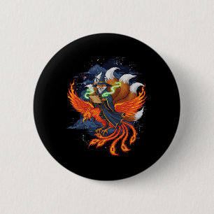 Räv Ridande Fenix Anime Ukiyo-e Mytologi Japanska Knapp