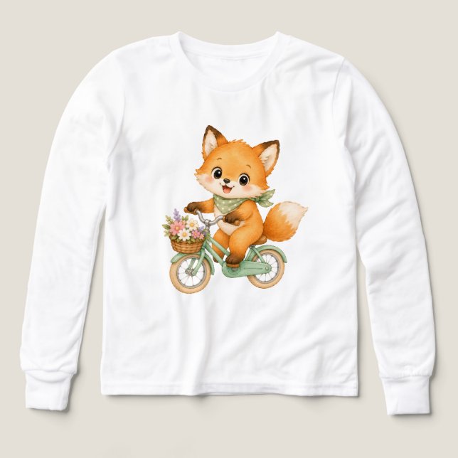 Räv Ridning Grön Cykel Pojkar T-Shirt (Design framsida)