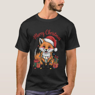 Räv Santa Hatt Juldesign Roliga Djurfans T Shirt