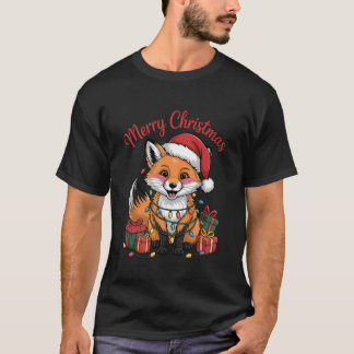 Räv Santa Hatt Juldesign Roliga Djurfans T Shirt