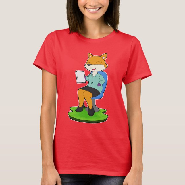 Räv sekreterare notera t shirt (Framsida)