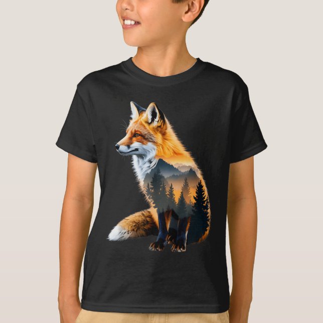 Räv Skog Natur Älskare Berg Vandring Camping Buss T Shirt (Framsida)