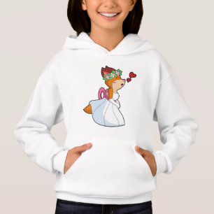 Räv som brud med bröllopsklänning & blommig krans t shirt