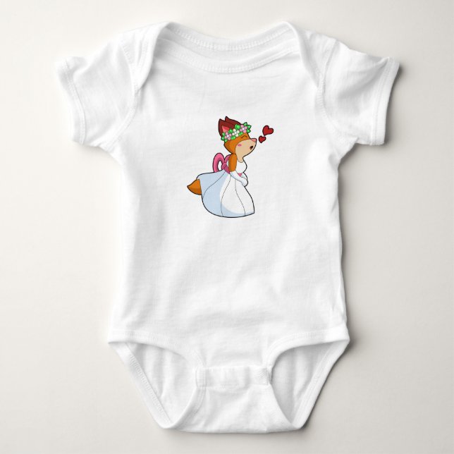 Räv som brud med bröllopsklänning & blomsterkrans t shirt (Framsida)