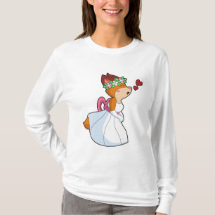 Räv som brud med bröllopsklänning & blomsterkrans t shirt