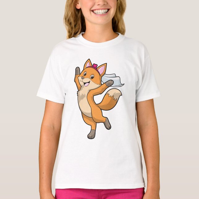 Räv som brud med slöja & hjärta t shirt (Framsida)