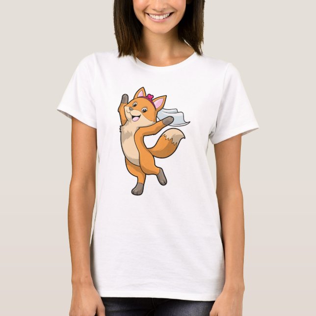 Räv som brud med slöja och hjärta t shirt (Framsida)