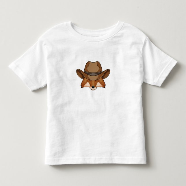 Räv som cowboy med hatt t shirt (Framsida)
