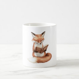 Räv som läser en bok kaffemugg