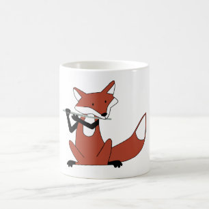 Räv som leker flöjten kaffemugg