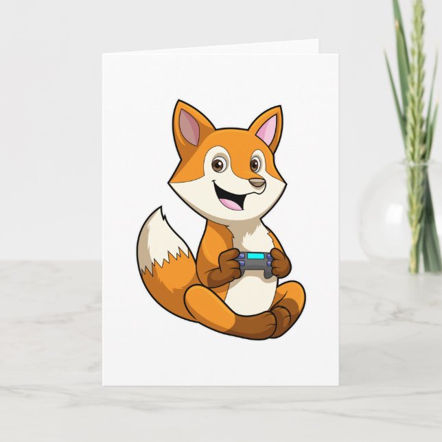 Räv som leker med spelkontroll kort (Framsida)
