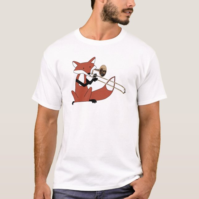 Räv som leker trombonen tee shirt (Framsida)