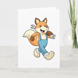 Räv som mekaniker med skruvnyckel kort