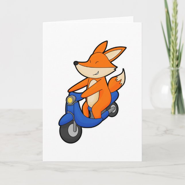 Räv som motorcyklist med skoter kort (Framsida)