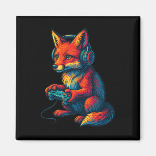 Räv spelar med hörlurar Roliga videospel Gamer Magnet