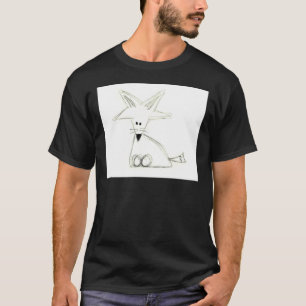 räv teckning svart vit grå enkel barn ritning t shirt