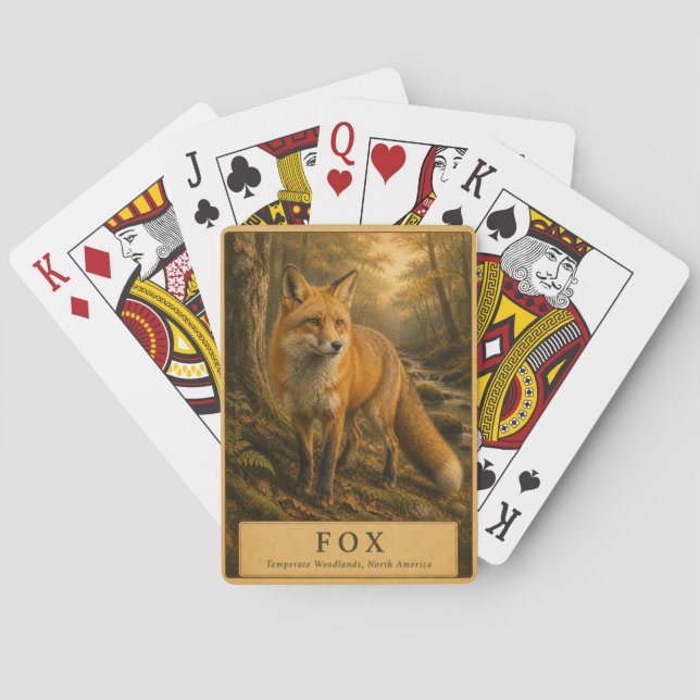 Räv tempererade skogar VINTAGE Casinokort (Baksidan)
