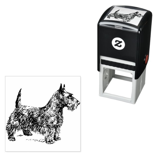 Räv Terrier Teckning Konst Självfärgande Stämpel (In Situ)