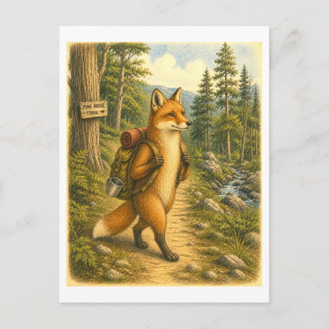 Räv vandringsillustration vykort (Framsida)