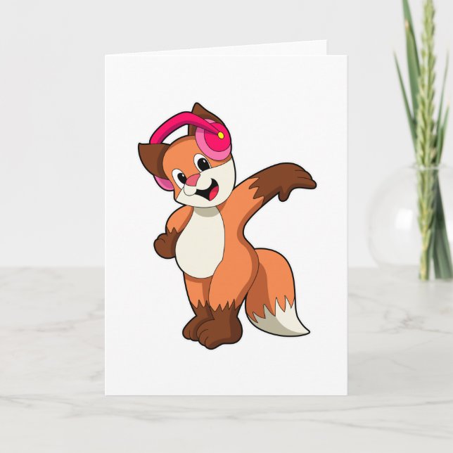 Räv vid musikutrustning med hörlurar kort (Framsida)