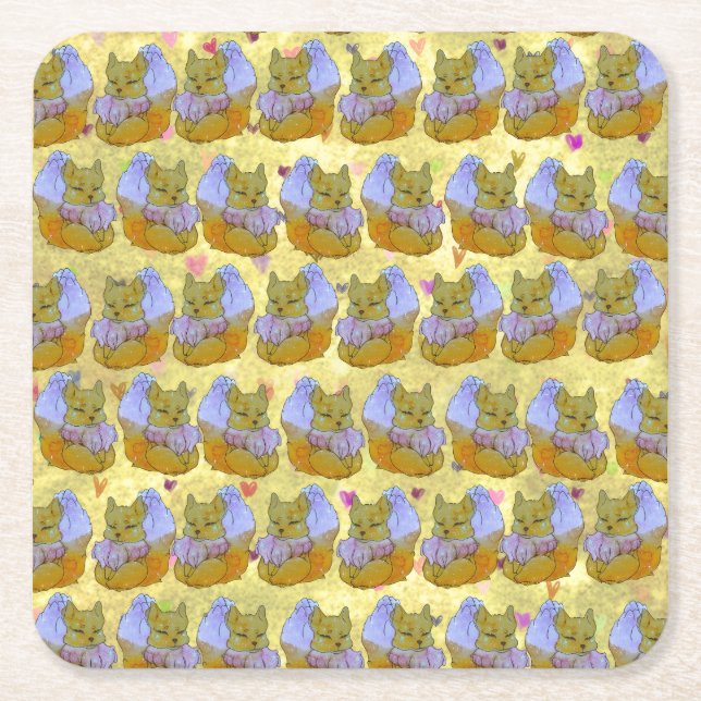 Räv vid namn Dice Underlägg Papper Kvadrat (Framsidan)