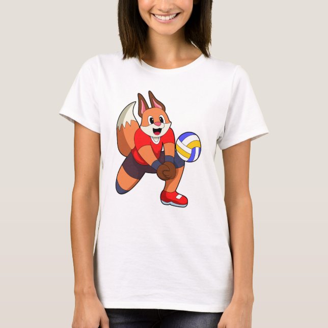 Räv vid Volleyboll Sporter T Shirt (Framsida)