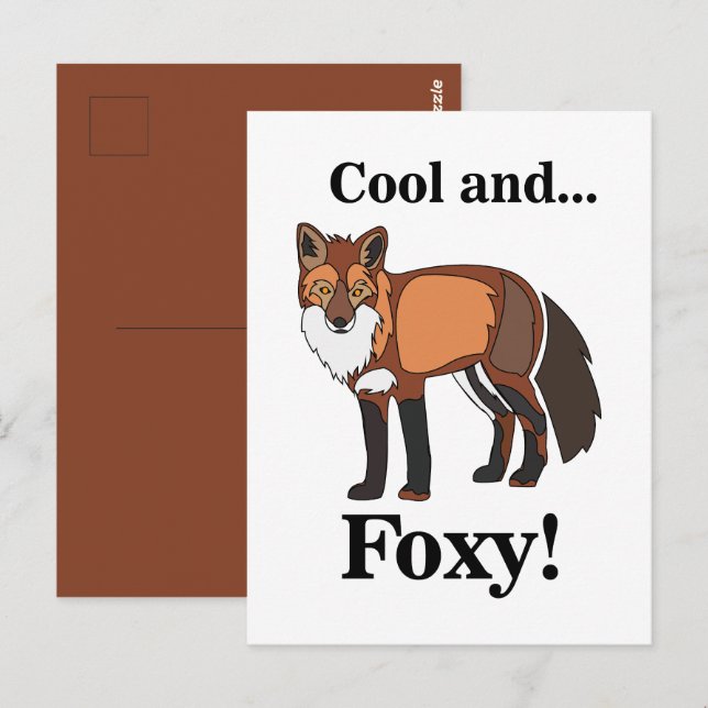Räv Vild Djur Foxy Vykort (Fram/baksida)