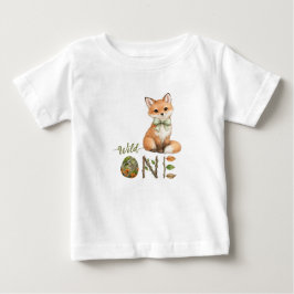 Räv Vild En Vattenfärg 1:a Födelsedags Baby T-Shir T Shirt