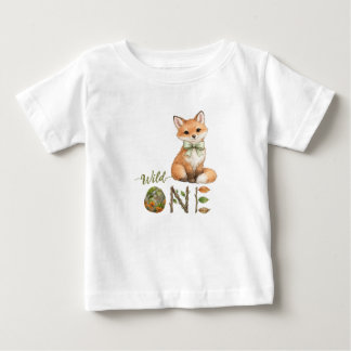 Räv Vild En Vattenfärg 1:a Födelsedags Baby T-Shir T Shirt