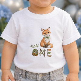 Räv Vild En Vattenfärg 1:a Födelsedags Baby T-Shir T Shirt