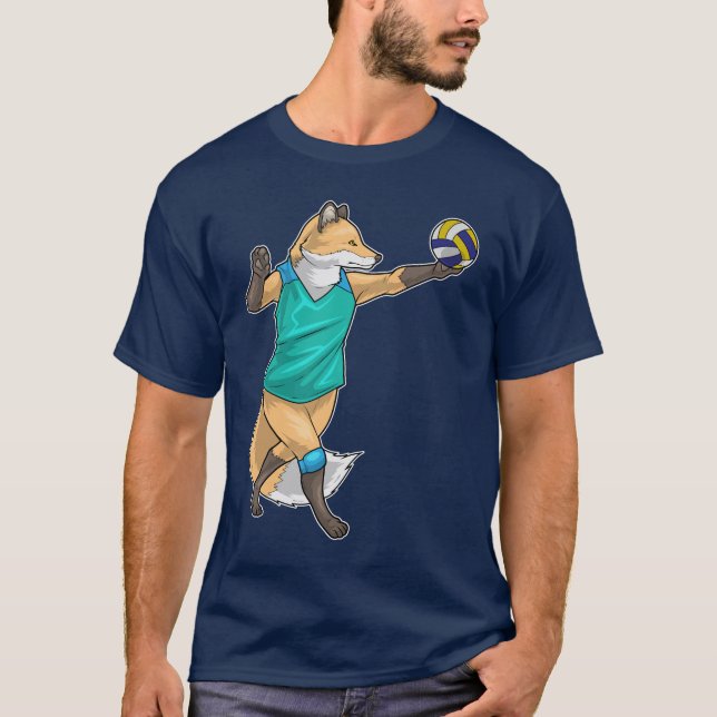 Räv Volleybollspelare Volleyboll T Shirt (Framsida)