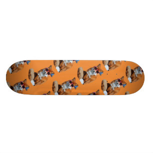 Rävaktig konstSkateboard 19.7cm, utsmyckad räv Skateboard Bräda 19,5 Cm