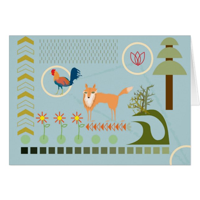 rävaktigt hälsningskort (Framsidan Horizontal)