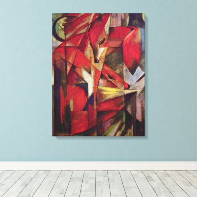 Rävar av Franz Marc, Vintage Abstrakt Kubism Konst Canvastryck (Insitu (trägolv))