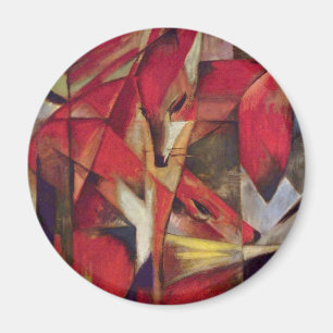 Rävar av Franz Marc, Vintage Abstrakt Kubism Konst Magnet