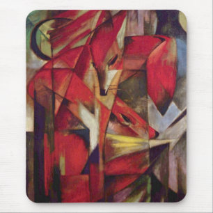 Rävar av Franz Marc, Vintage Abstrakt Kubism Konst Musmatta
