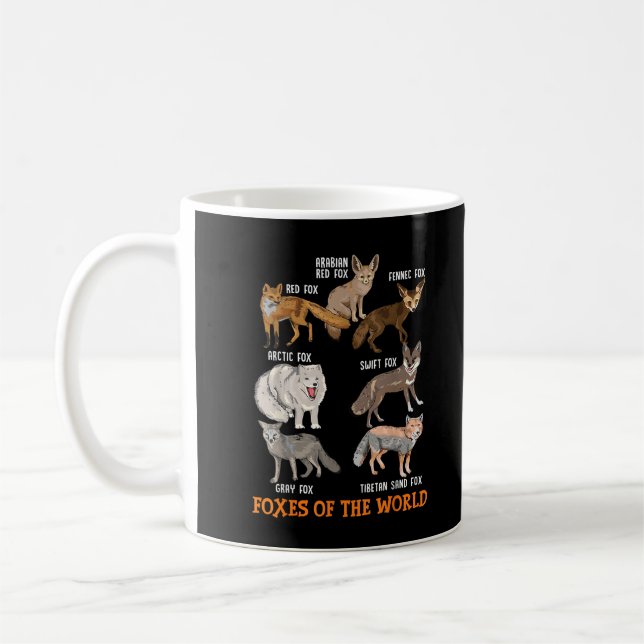 Rävar Från Hela Världen Roliga Rävar Djuredaktik Kaffemugg (Vänster)