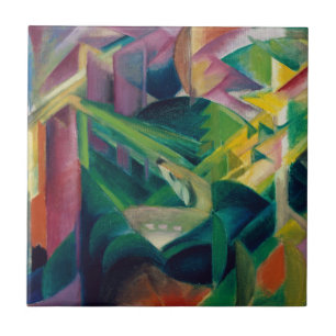 Rävar i en klosterträdgård av Franz Marc Kakelplatta