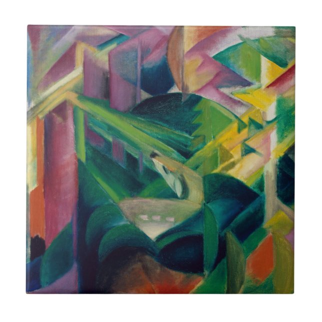 Rävar i en klosterträdgård av Franz Marc Kakelplatta (Framsidan)