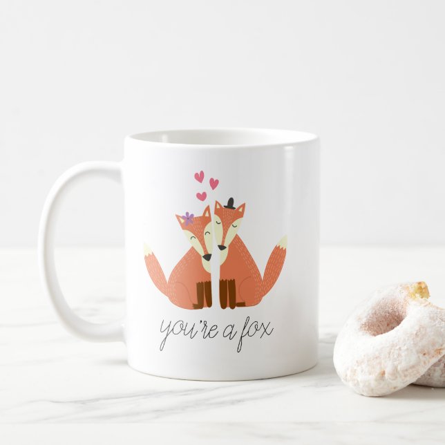 Rävar i kärlek kaffemugg (Med munk)