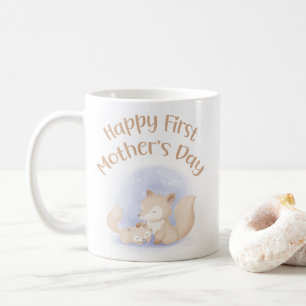 rävar mamma och baby - lycklig första mor kaffemugg
