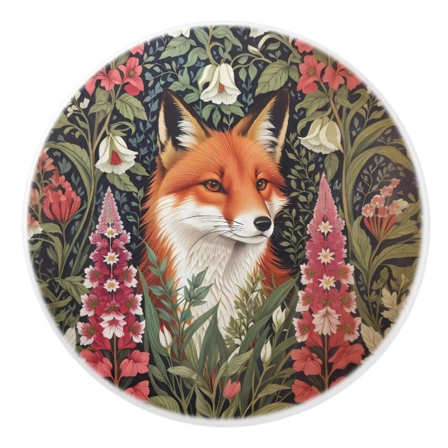 Rävar och Fingerborgsblommor William Morris-inspir Knopp (Framsidan)