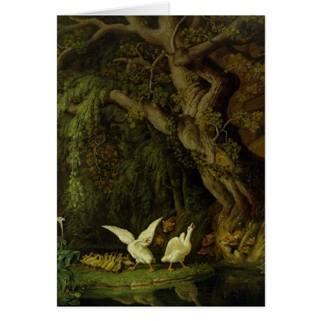 Rävar och gäss hälsningskort (Framsidan)